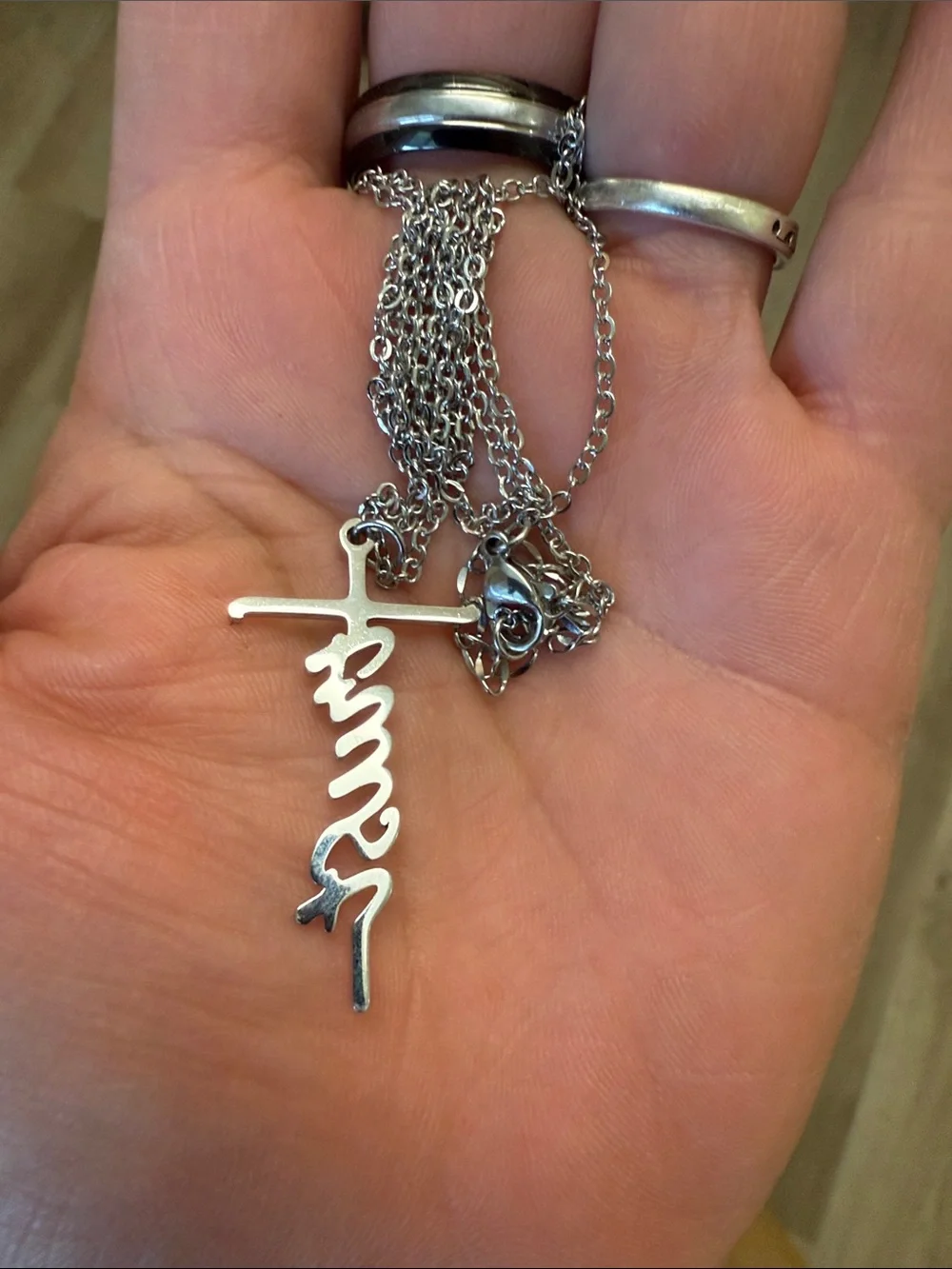 Silver Cross Wall Hanging Necklace Decor - Unbranded